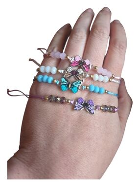 Boho Butterfly Adjustable Bracelet • Handmade Beaded Jewelry. 234